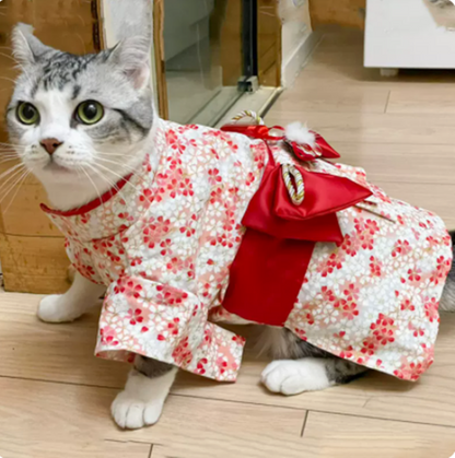 Dünnes Kimono-Kleid für haarlose Katzenpuppen