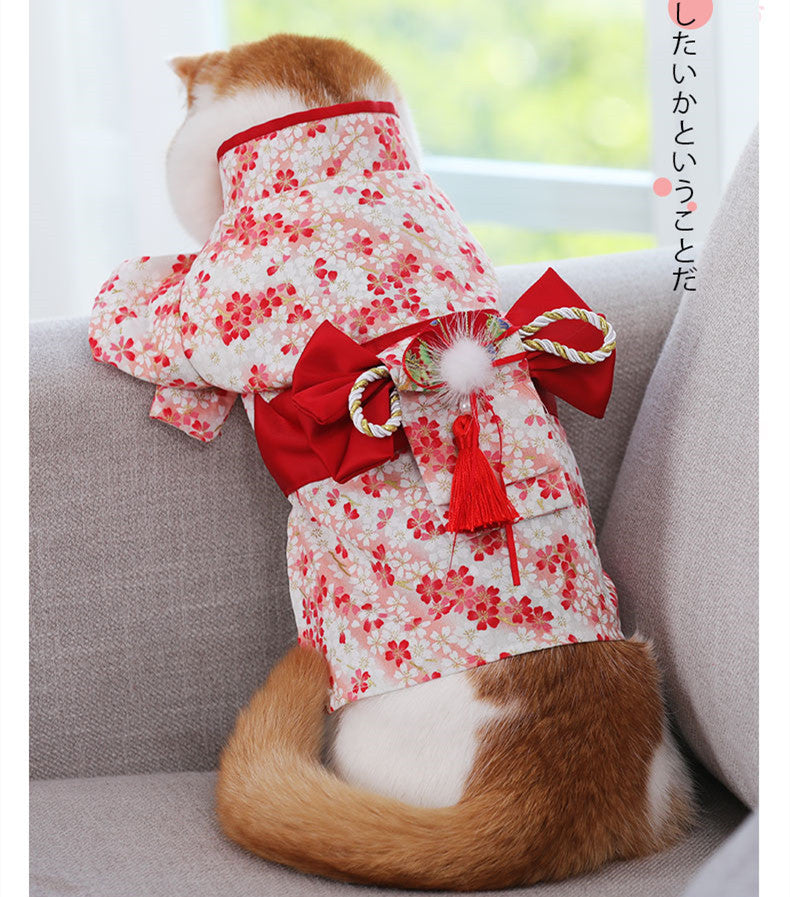 Dünnes Kimono-Kleid für haarlose Katzenpuppen