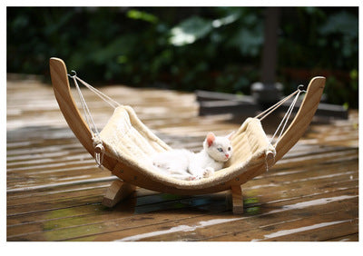 Wooden Cat Hammock Bed | Cozy Pet Supplies for Cats | Elevated Resting Spot