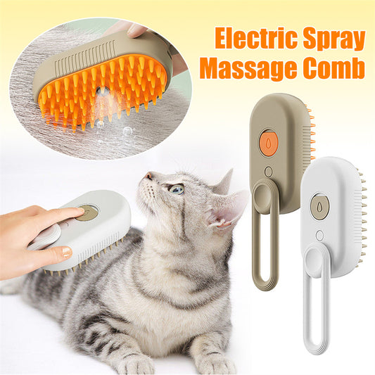 3-in-1 Electric Cat and Dog Steam Brush for Pet Grooming and Hair Removal