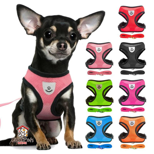 Cat Dog Adjustable Polyester Vest Along Harness with Lead Leash