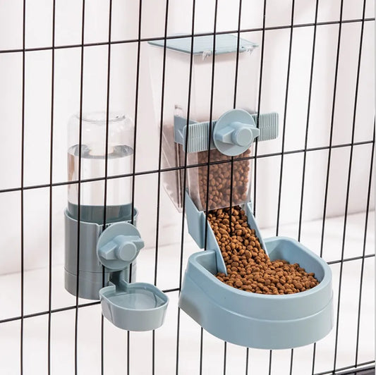 Automatic Pet Feeder Bowl: Cage Hanging Dispenser Combo