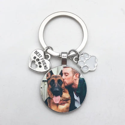 Customized Dog Photo Heart Keychain