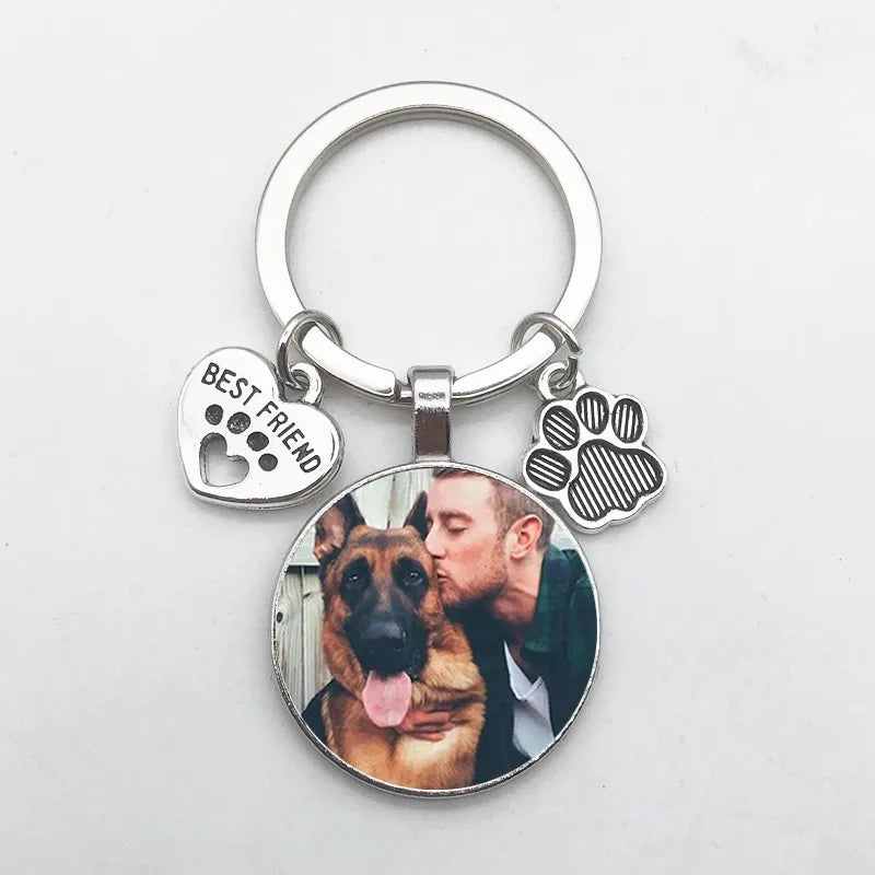 Customized Dog Photo Heart Keychain