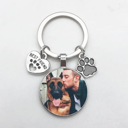 Customized Dog Photo Heart Keychain