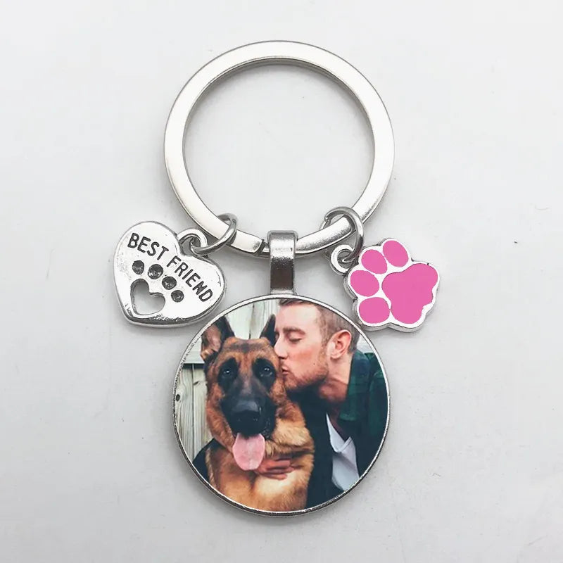 Customized Dog Photo Heart Keychain