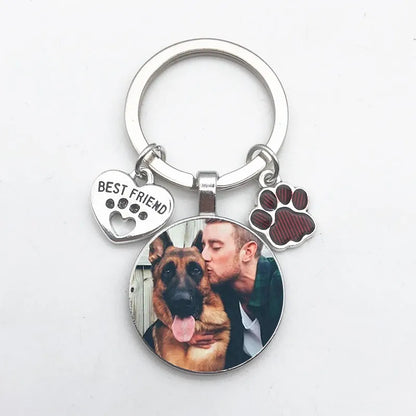 Customized Dog Photo Heart Keychain