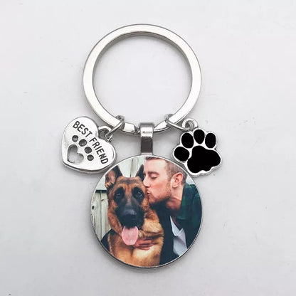 Customized Dog Photo Heart Keychain