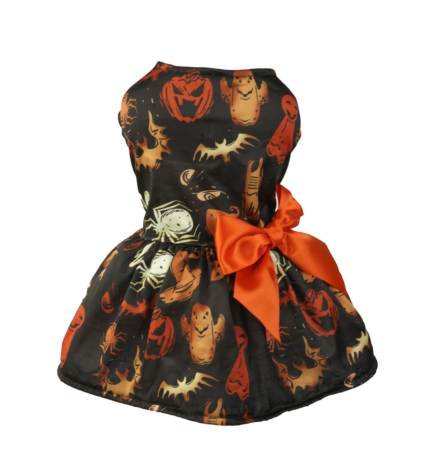 Haustierkleid mit Halloween-Kürbis-Print | Kostüm für kleine Hunde und Katzen | Partykleidung aus Netzstoff