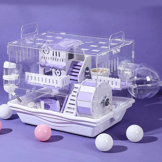 Acrylic Hamster Cage: Super Double Deck Villa for Small Pets