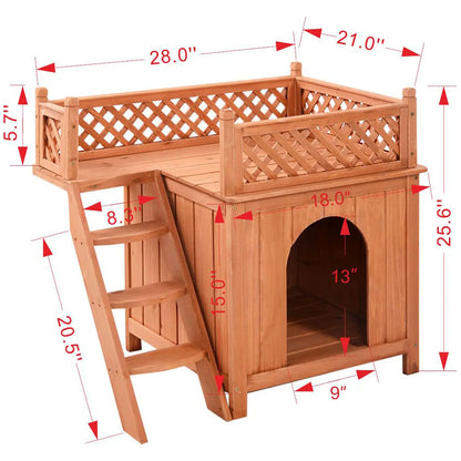 Costway Hundehütte aus Holz für den Balkon