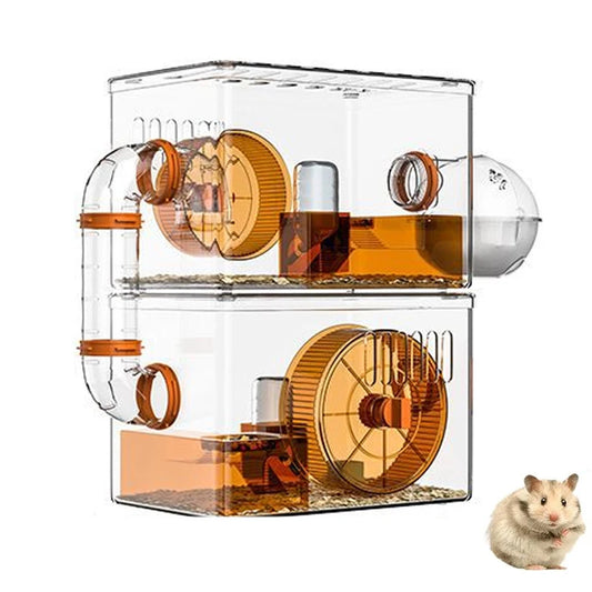 Transparent Hamster Cage: Breathable Habitat with Accessories
