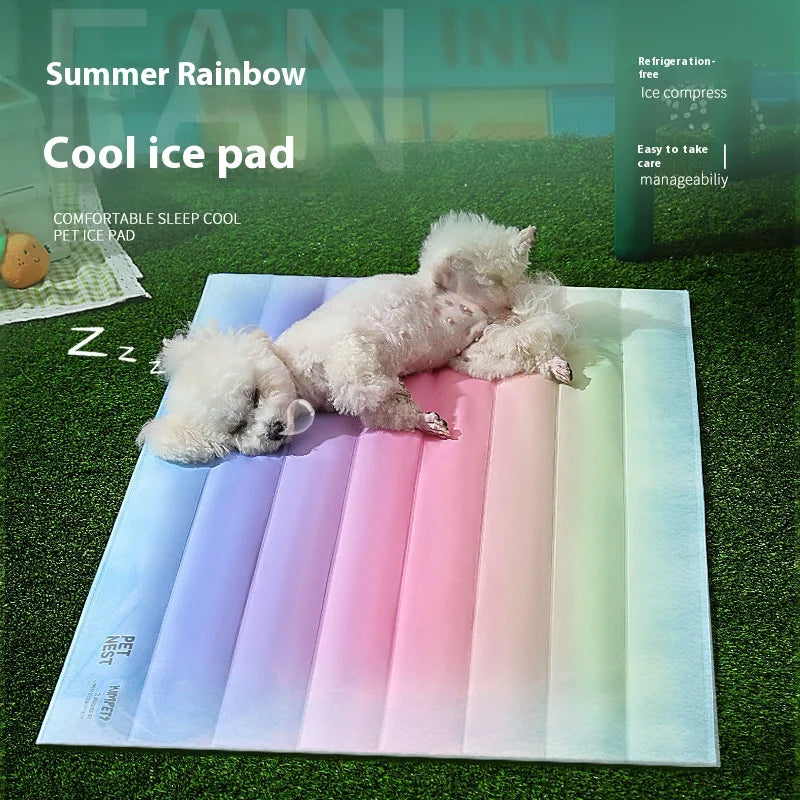 Pet Rainbow Gradient Ice Cool Gelmatte für Katzen und Hunde 