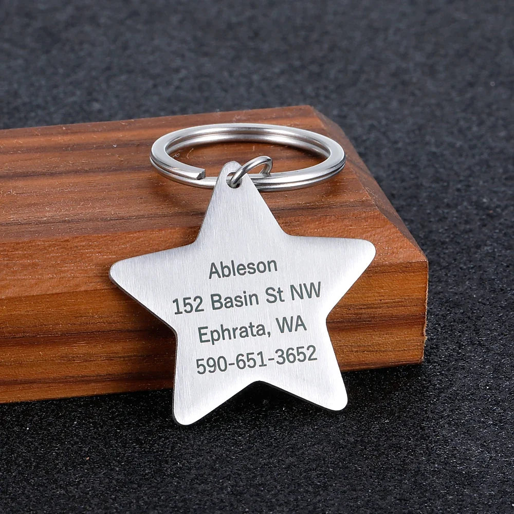 Personalized Tag ID And Name Engraved Keychains For Cats And Dogs