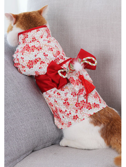 Dünnes Kimono-Kleid für haarlose Katzenpuppen