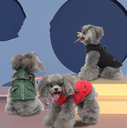 Winter-Hundejacke aus Baumwolle mit Reißverschluss | Haustier-Hundebekleidung