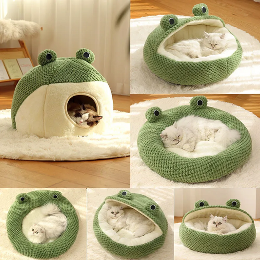 Little Frog Series Pet Warm Plush Nest | Autumn-Winter House for Small Cats & Dogs