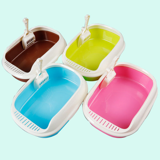 High-Sided Polyester Pet Cat Litter Box with Shovel